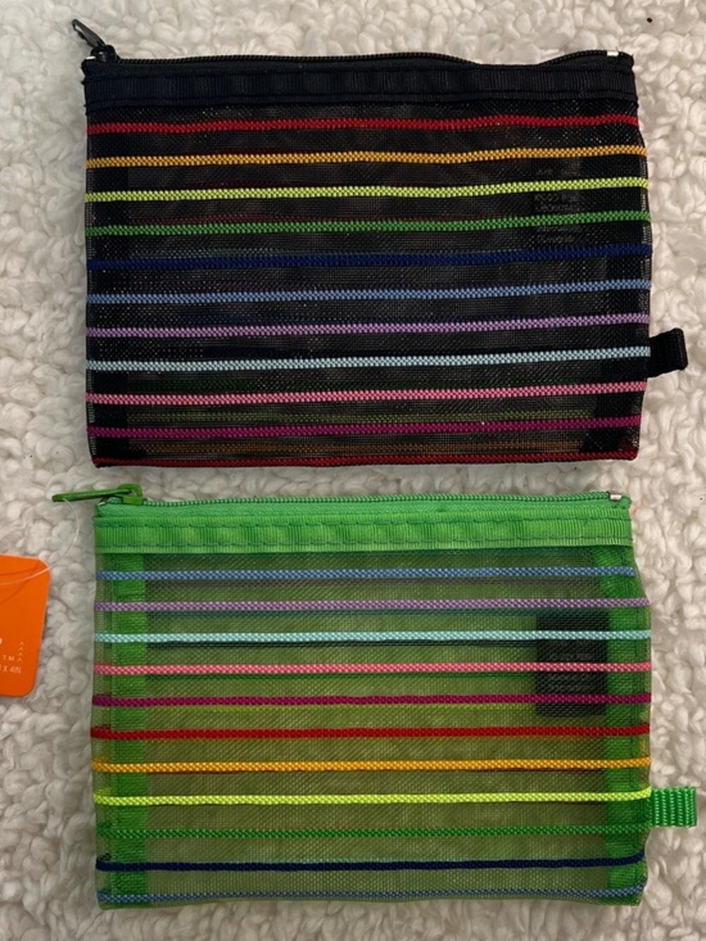 OOLY Intl Arrivals "Mini Hold It" Super Strip Mesh Zip Pouch Set of 2